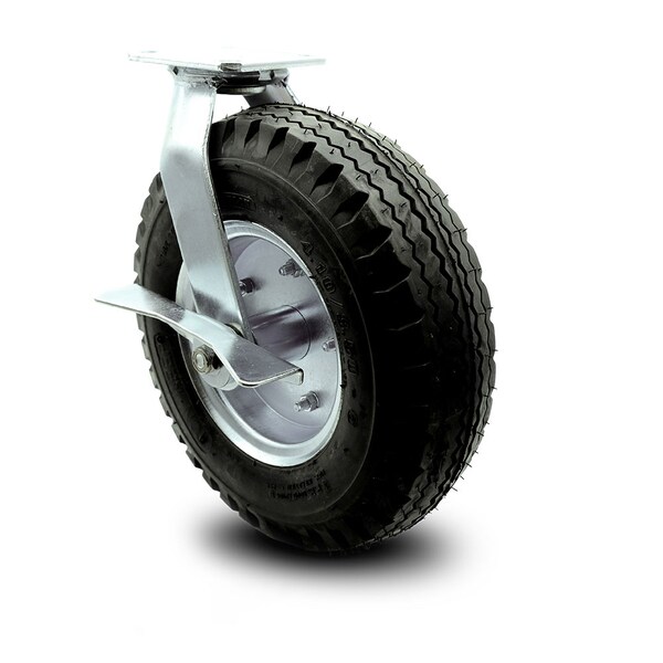 12 Inch Black Pneumatic Wheel Swivel Caster with Brake and Bolt Swivel Lock SCC